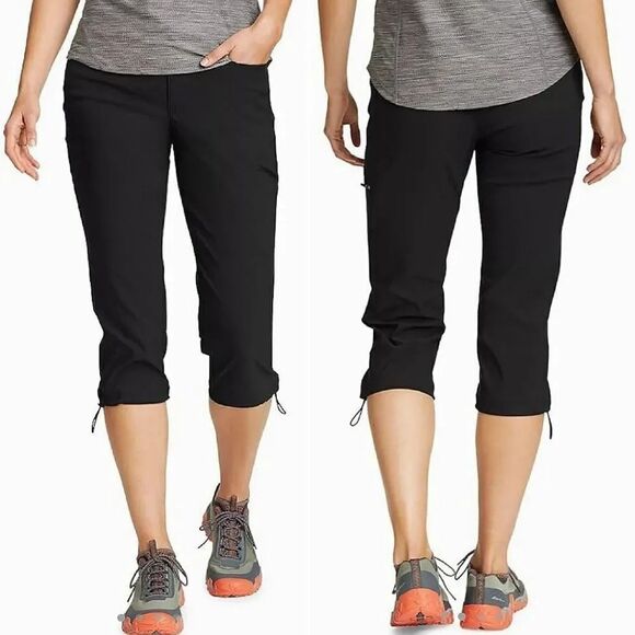 Eddie Bauer Black Rainier Nylon Stretch Capri Pants Plussize 14 - Picture 1 of 12